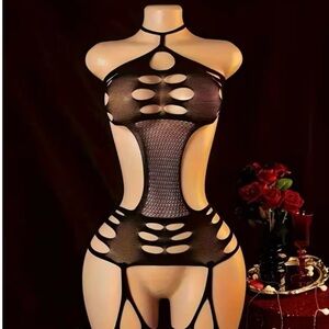 Elegant Black Cut-Out Lingerie Set